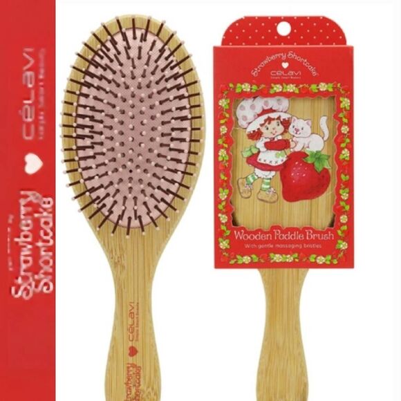 Celavi Beauty & Cosmetics X Strawberry Shortcake Wooden Paddle Brush - Picture 1 of 7